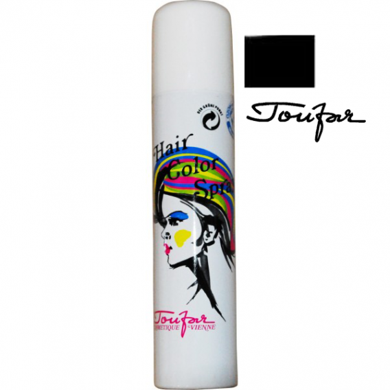Obrázok pre Toufar Hair Color spray farebný a glitrový lak na vlasy Čierny 125ml
